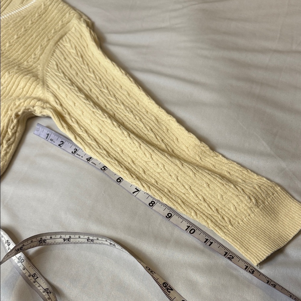 George Classics Sweater Cable Knit V-Neck Cream Long Sleeved Women's Size M - Picture 8 of 10